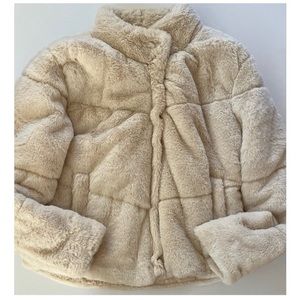 Fashion Nova Women’s All Fur It Faux Taupe Fur Jacket Size Large